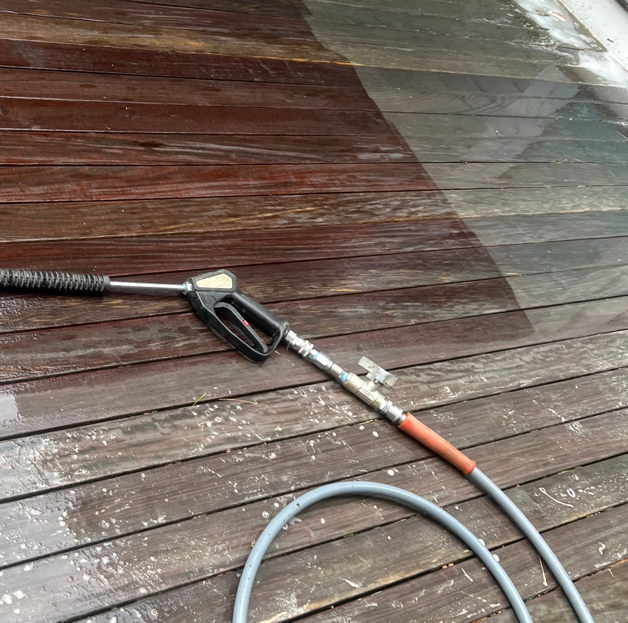 Deck before pressure washing