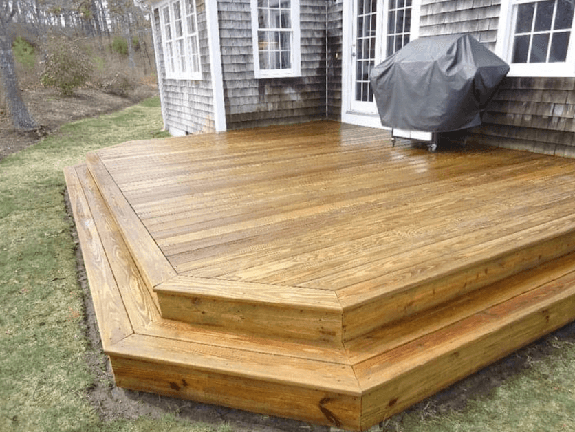 Deck after pressure washing
