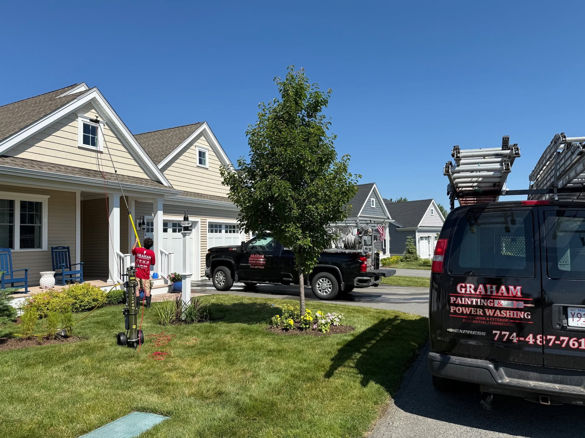 Professional window cleaning service in Plymouth MA with Graham Power Washing crew